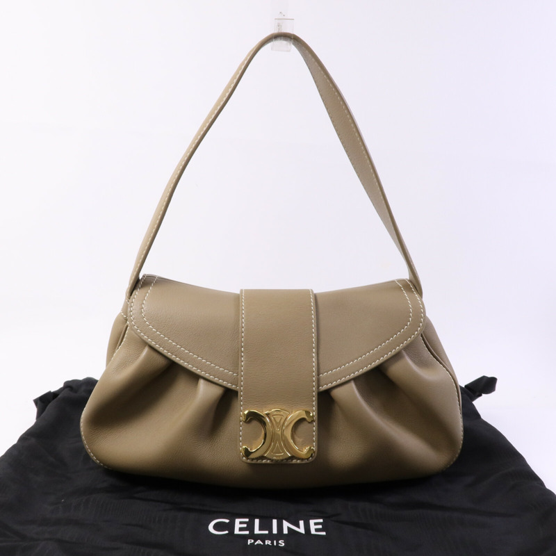 CELINE 皮革Polly Medium金扣肩背袋-9