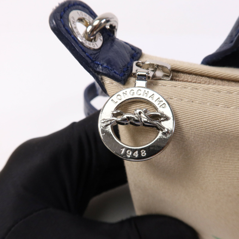 Longchamp 帆布Le Pliage Xtra XS Pouch銀扣手挽肩背兩用袋-11