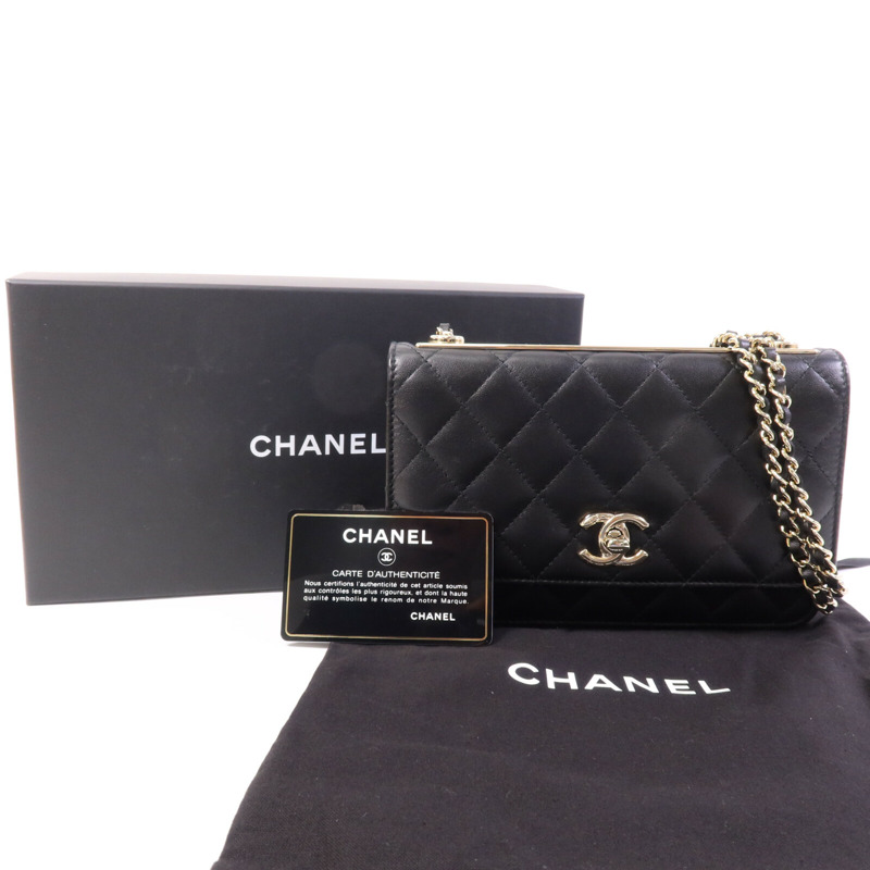 CHANEL 羊皮皮革Trendy CC Wallet On Chain金扣鏈帶肩背袋-10