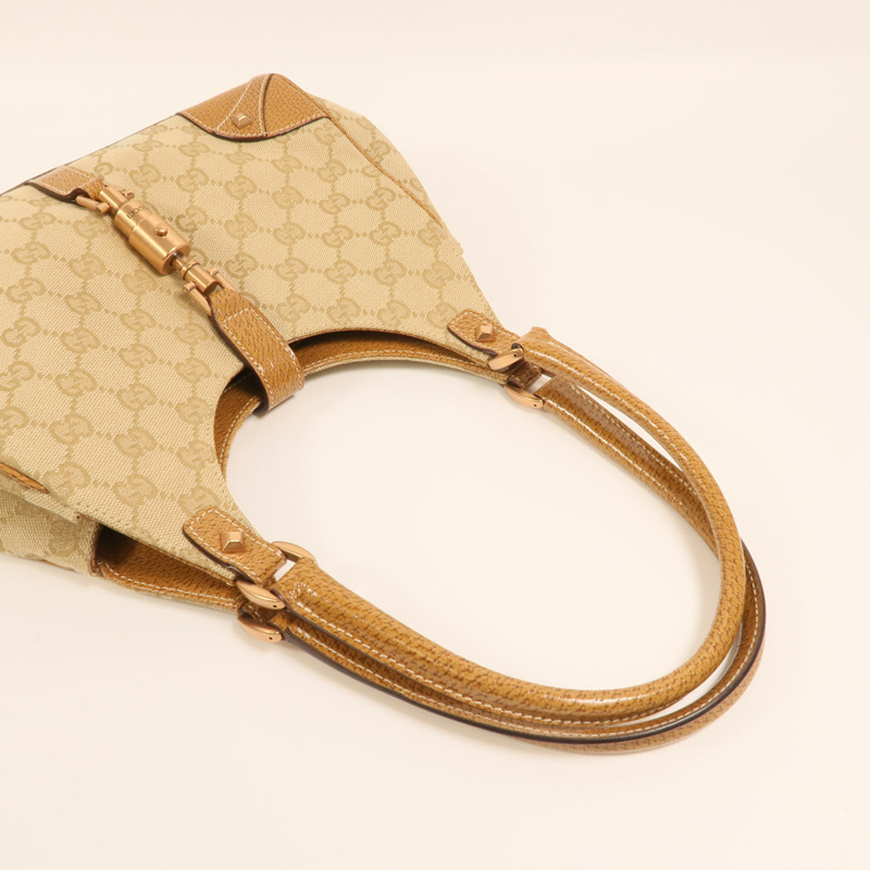 GUCCI 帆布Jackie Bardot金扣肩背袋-7