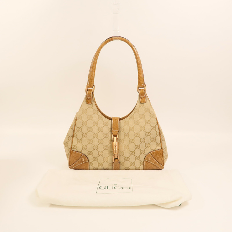 GUCCI 帆布Jackie Bardot金扣肩背袋-9