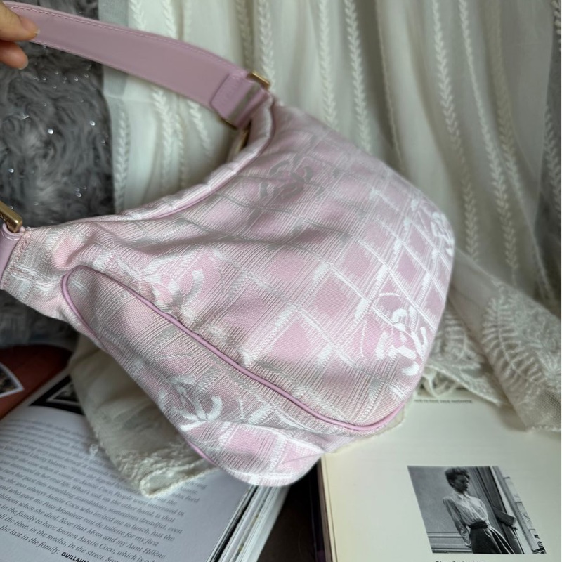 香奈兒 粉紅色CHANEL經典 New Travel Line新旅行系列 腋下包 手袋側孭背單肩包-5