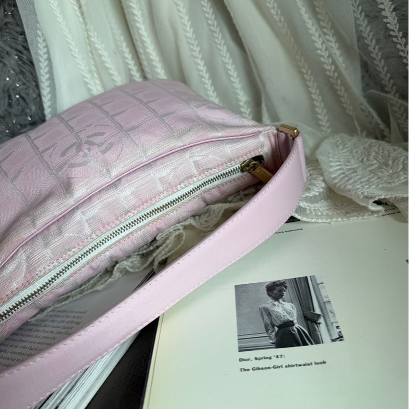 香奈兒 粉紅色CHANEL經典 New Travel Line新旅行系列 腋下包 手袋側孭背單肩包-9