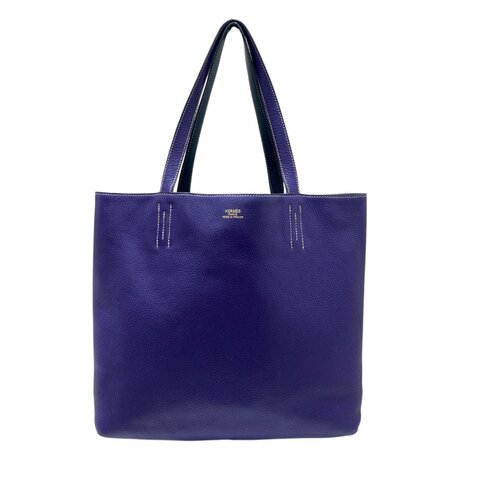 HERMES 愛馬仕 DOUBLE SENS 36 TOTE BAG  肩背包 牛皮 紫/藍