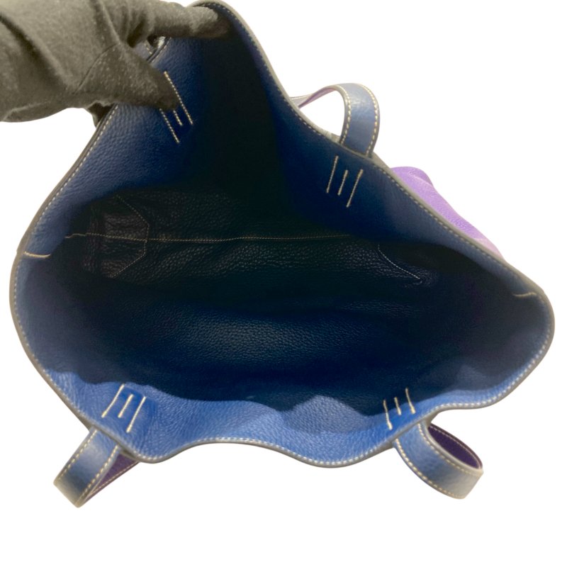 HERMES 愛馬仕 DOUBLE SENS 36 TOTE BAG 肩背包 牛皮 紫/藍-11