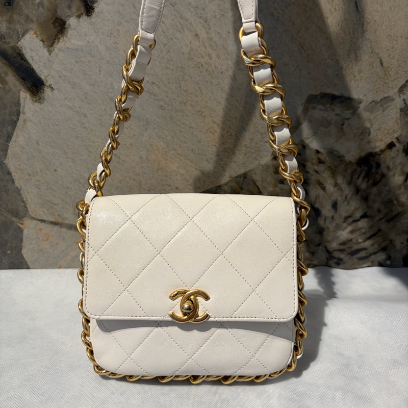 Chanel 菱格粗鍊圓弧底口蓋包-1