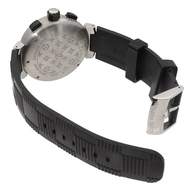 路易威登 Tambour 黑色 Q118F 男士石英類比數位腕錶-3