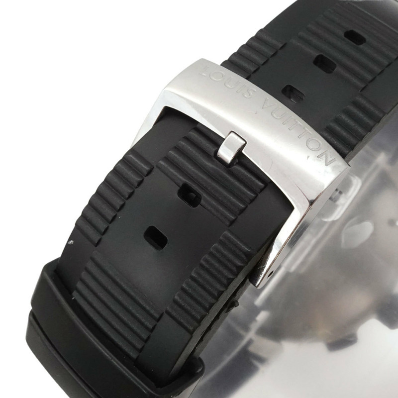 路易威登 Tambour 黑色 Q118F 男士石英類比數位腕錶-5