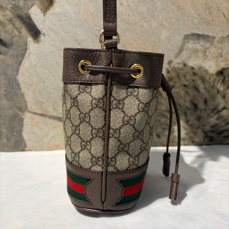 Gucci咖邊PVC拼皮革 OPHIDIA水桶包-2