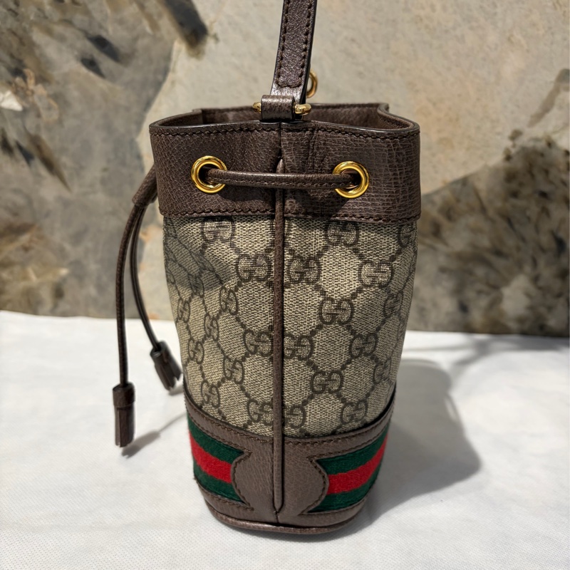 Gucci咖邊PVC拼皮革 OPHIDIA水桶包-3