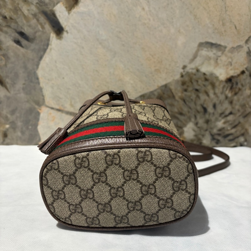 Gucci咖邊PVC拼皮革 OPHIDIA水桶包-4