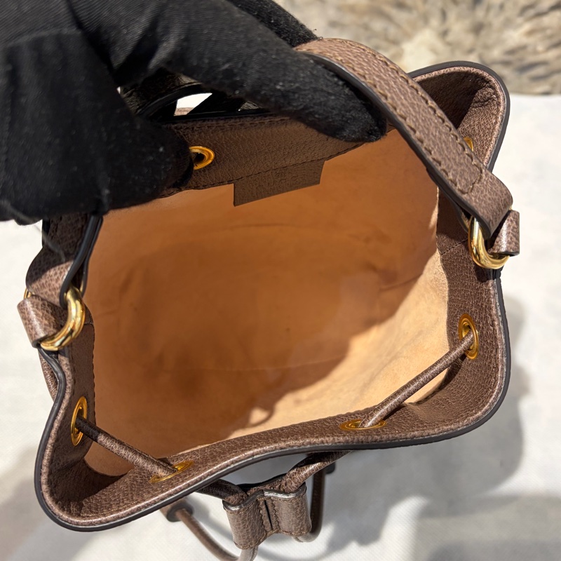 Gucci咖邊PVC拼皮革 OPHIDIA水桶包-5