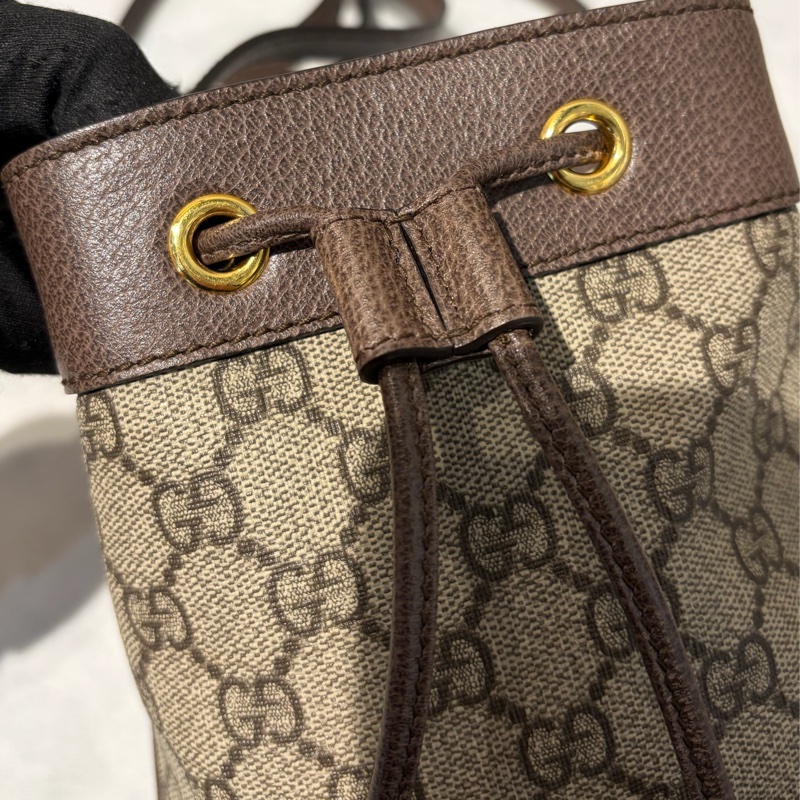 Gucci咖邊PVC拼皮革 OPHIDIA水桶包-6