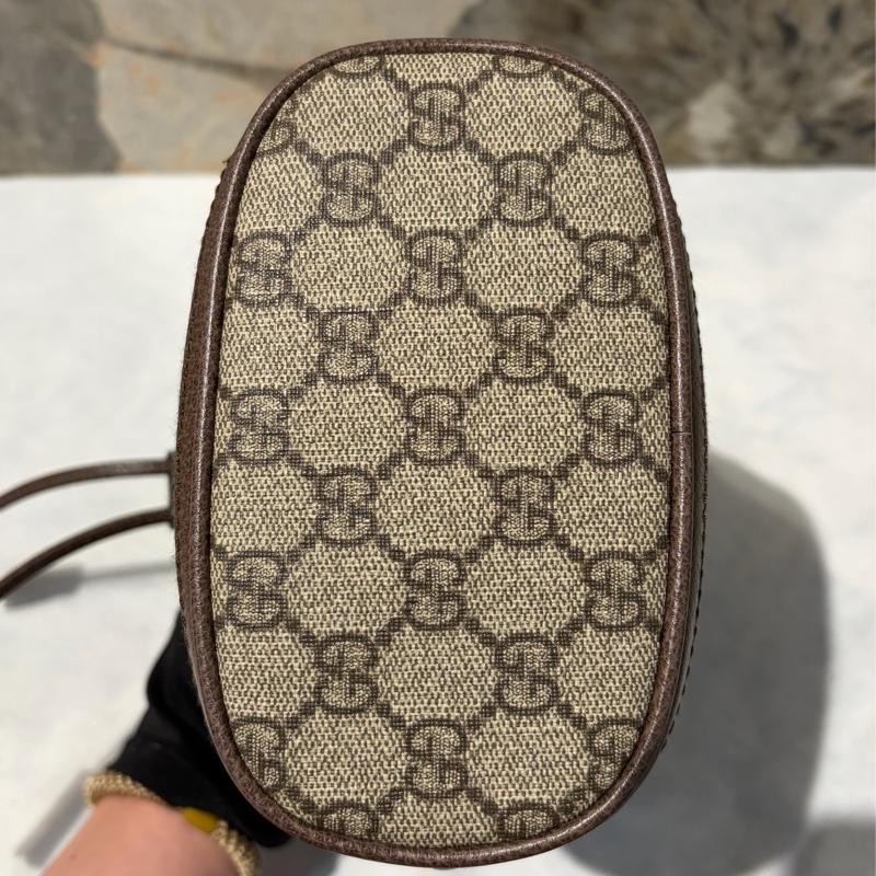 Gucci咖邊PVC拼皮革 OPHIDIA水桶包-7