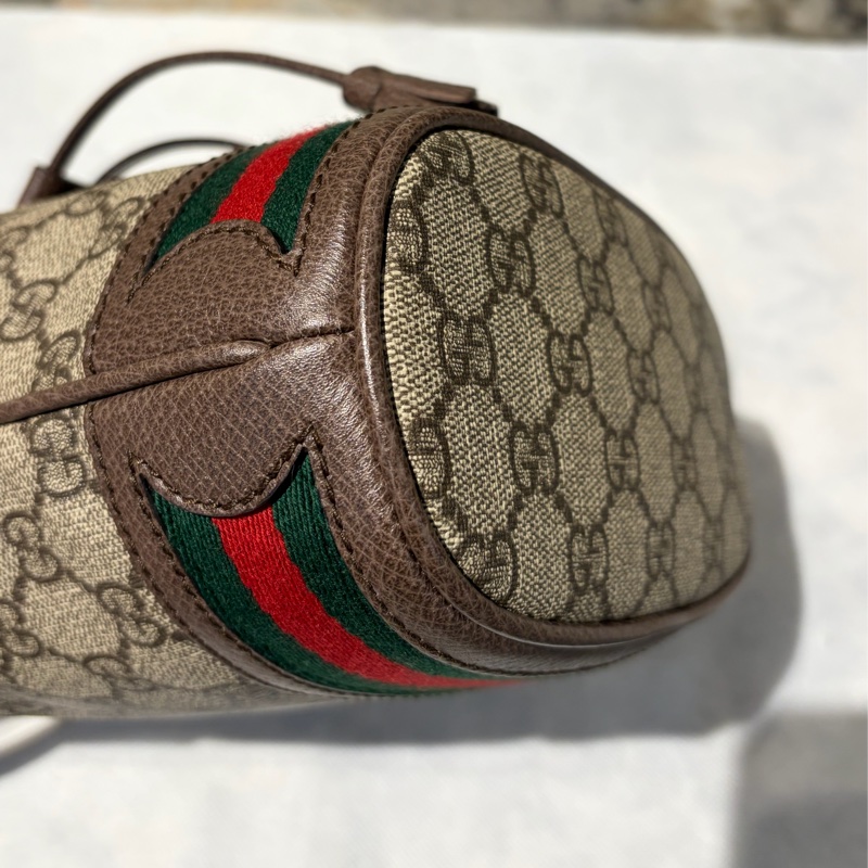 Gucci咖邊PVC拼皮革 OPHIDIA水桶包-9