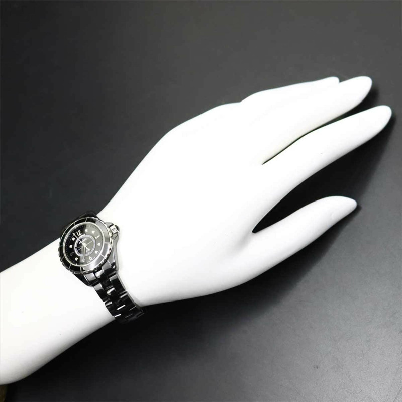 香奈兒 J12 29毫米 H2569 女士腕錶,8顆鑽石,黑色陶瓷石英錶-1