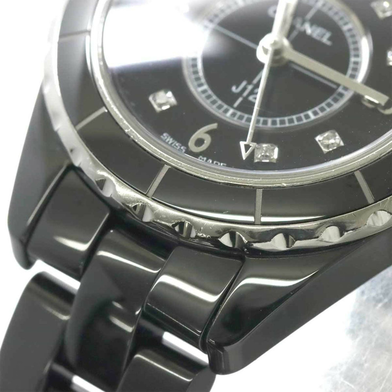 香奈兒 J12 29毫米 H2569 女士腕錶,8顆鑽石,黑色陶瓷石英錶-5