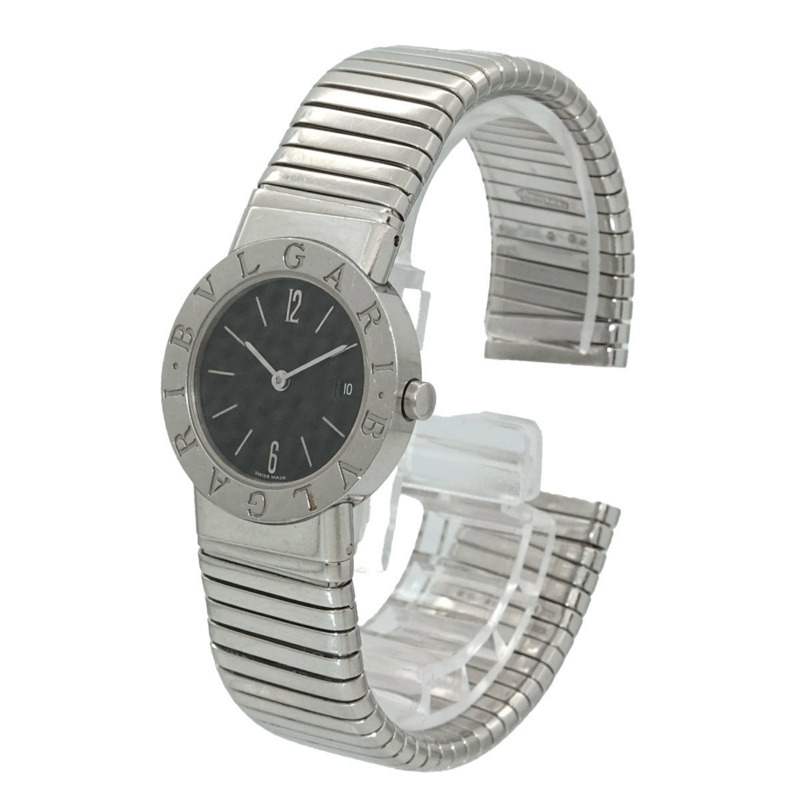 寶格麗 Tubogas BB262TS 女士腕錶,日期顯示,黑色石英錶-1