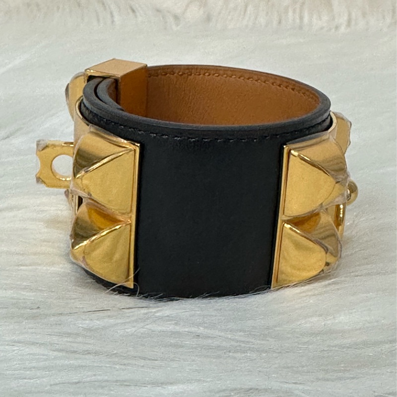 Hermes 黑皮金卯釘 CDC手環-3