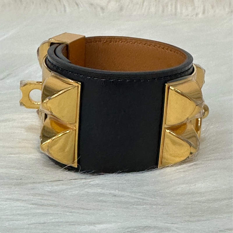 Hermes 黑皮金卯釘 CDC手環-4