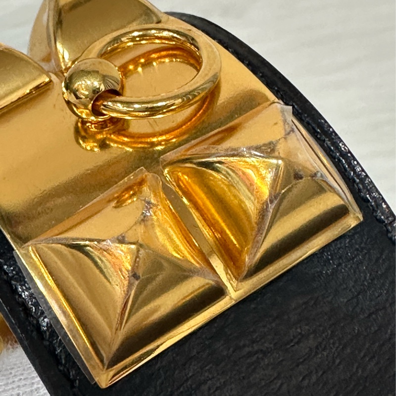 Hermes 黑皮金卯釘 CDC手環-11
