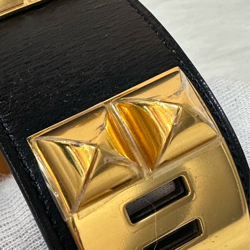 Hermes 黑皮金卯釘 CDC手環-12
