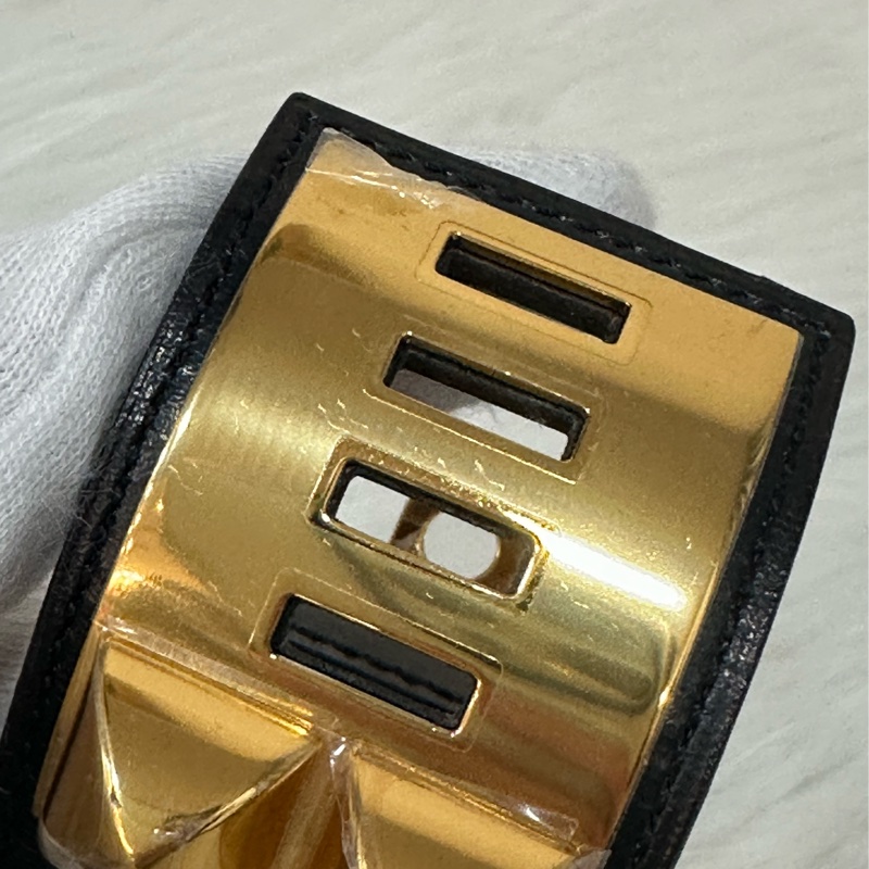 Hermes 黑皮金卯釘 CDC手環-13
