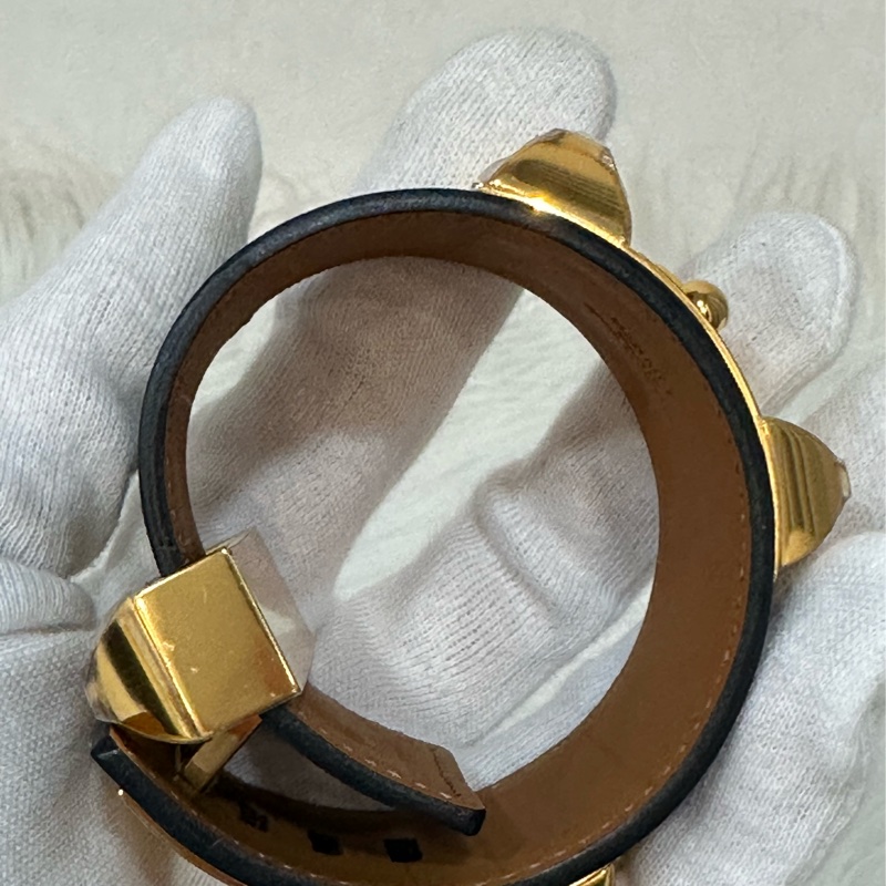 Hermes 黑皮金卯釘 CDC手環-23