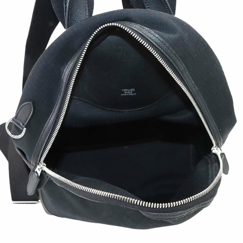 愛馬仕 Sac aux Allback 雙肩包,Toile Bivaque Swift 皮革,黑色,B 印記。-3
