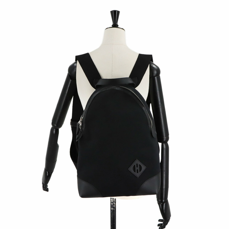 愛馬仕 Sac aux Allback 雙肩包,Toile Bivaque Swift 皮革,黑色,B 印記。-7