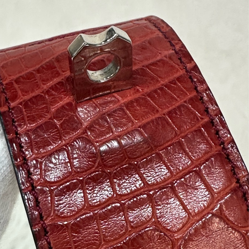 Hermes 紅鱷魚皮銀釦鉚釘手環 CDC-16
