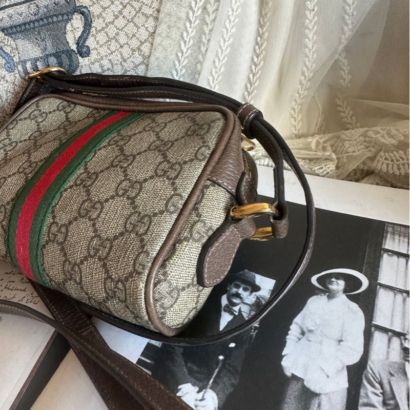 古馳 綠紅綠織帶斜背相機包(烏木色)迷你肩背包 gucci Ophidia GG Supreme-8
