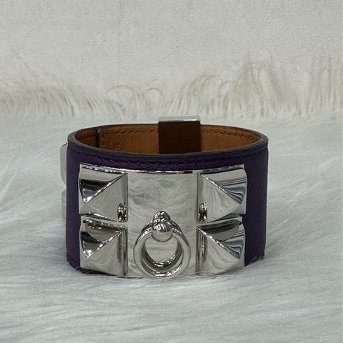 Hermes 紫皮銀釦卯釘手環 CDC
