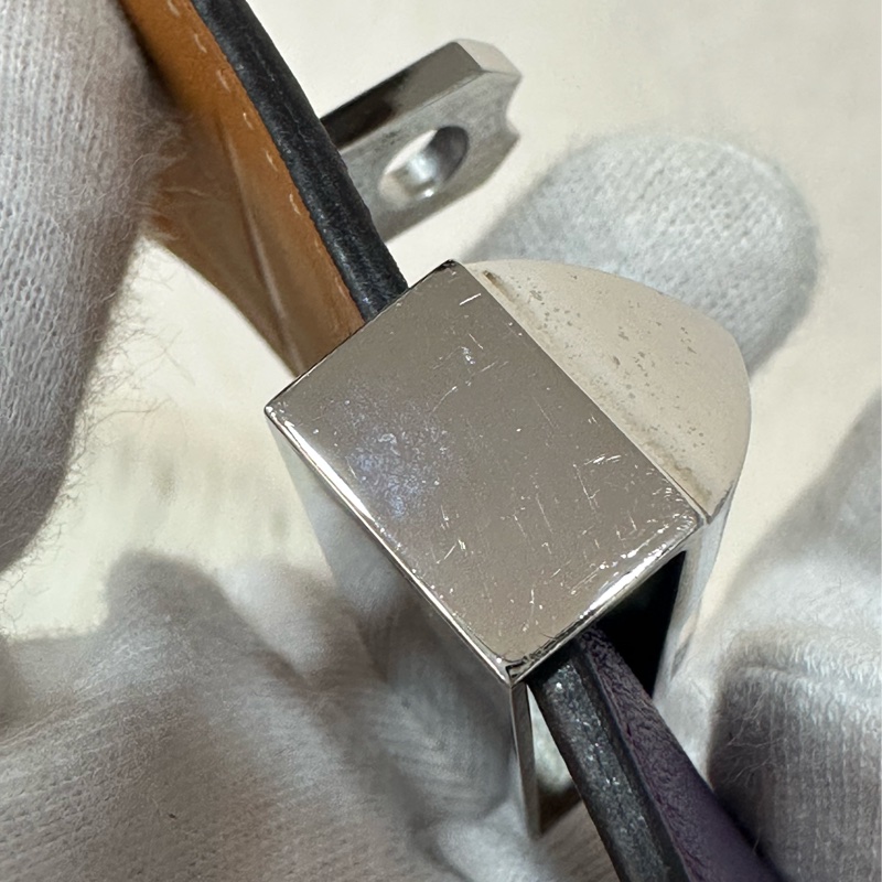 Hermes 紫皮銀釦卯釘手環 CDC-8