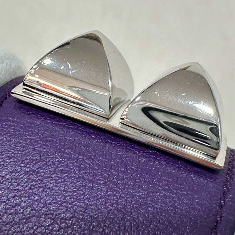 Hermes 紫皮銀釦卯釘手環 CDC-14