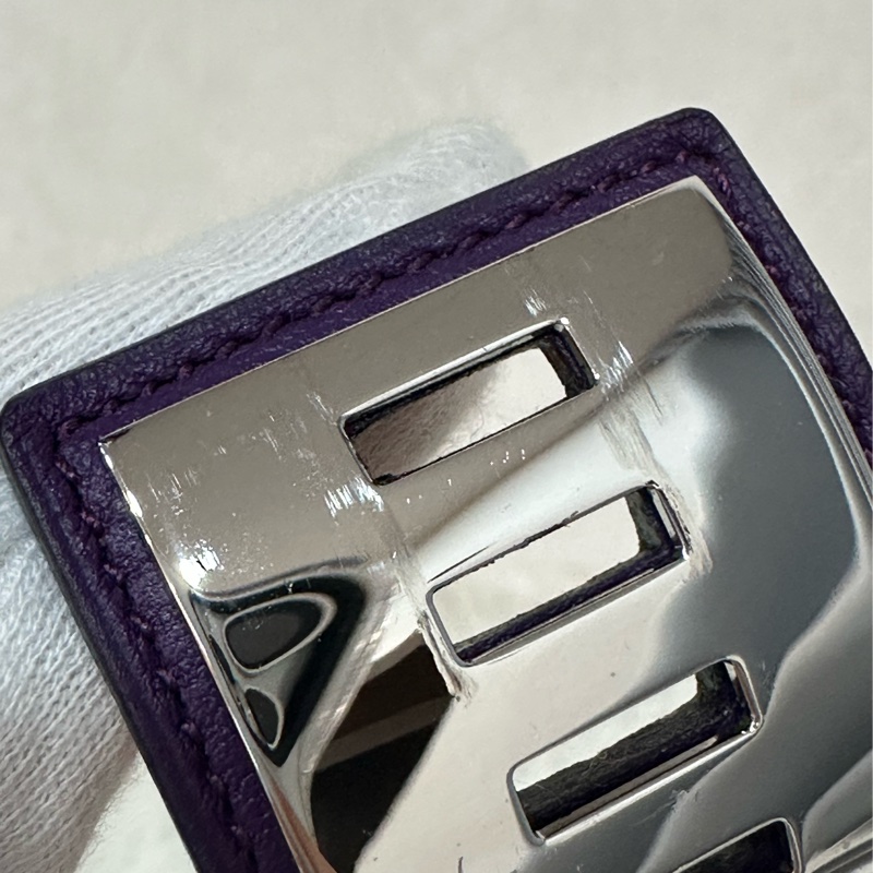 Hermes 紫皮銀釦卯釘手環 CDC-17
