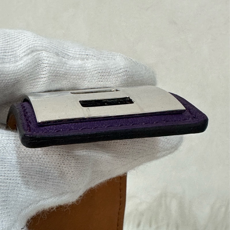 Hermes 紫皮銀釦卯釘手環 CDC-25