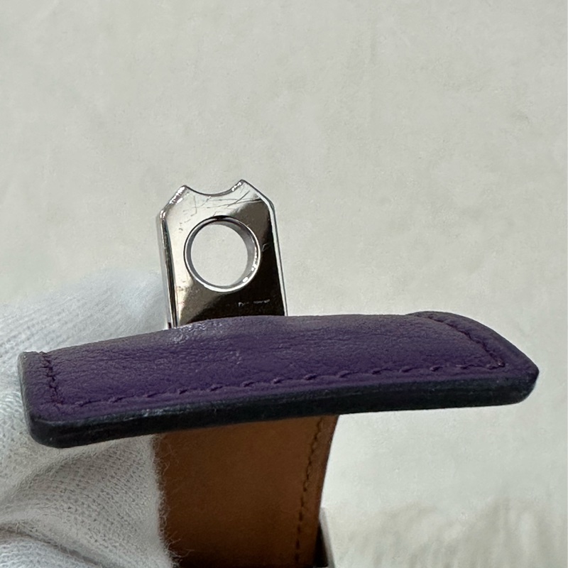 Hermes 紫皮銀釦卯釘手環 CDC-26