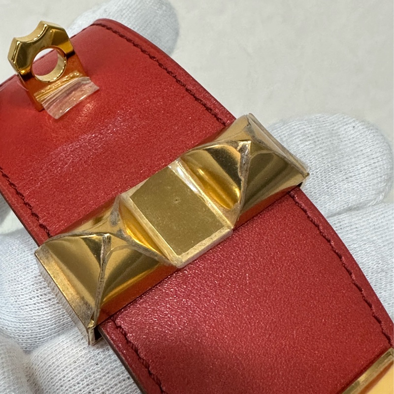 Hermes 橘紅皮金釦卯釘 CDC手環-8