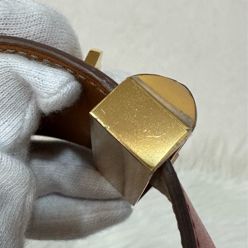 Hermes 橘紅皮金釦卯釘 CDC手環-9