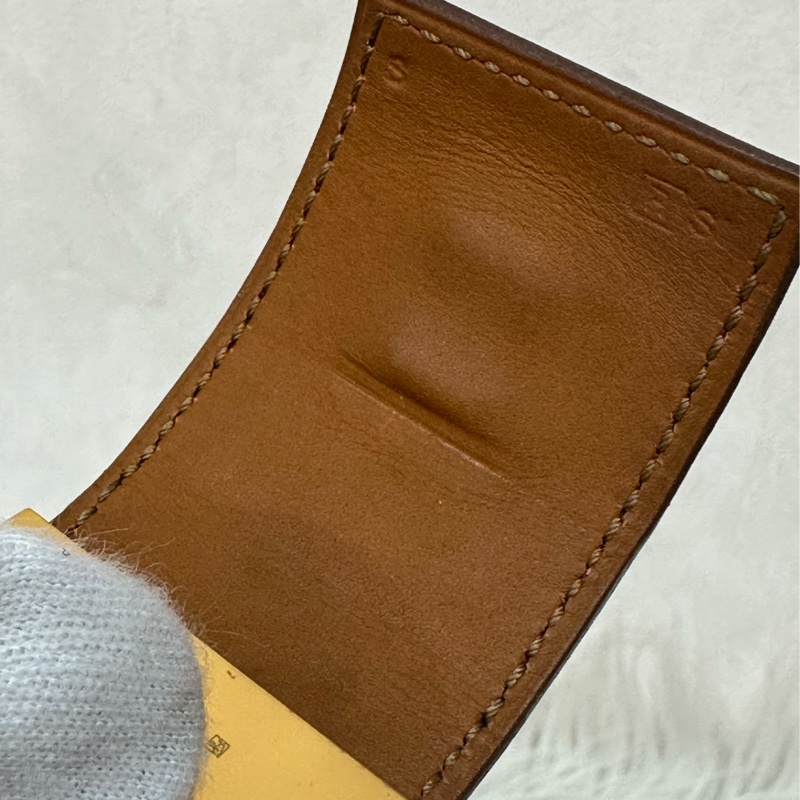 Hermes 橘紅皮金釦卯釘 CDC手環-17