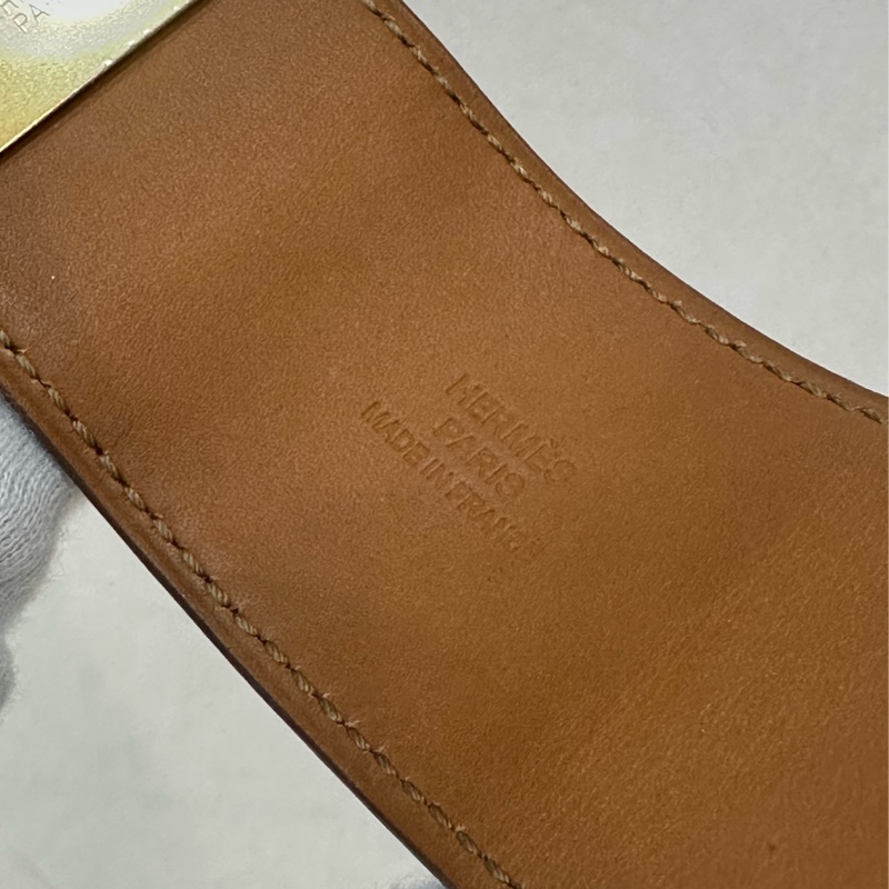 Hermes 橘紅皮金釦卯釘 CDC手環-19