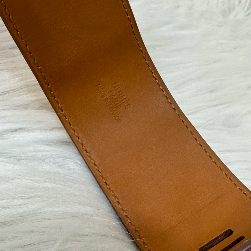 Hermes 橘紅皮金釦卯釘 CDC手環-24