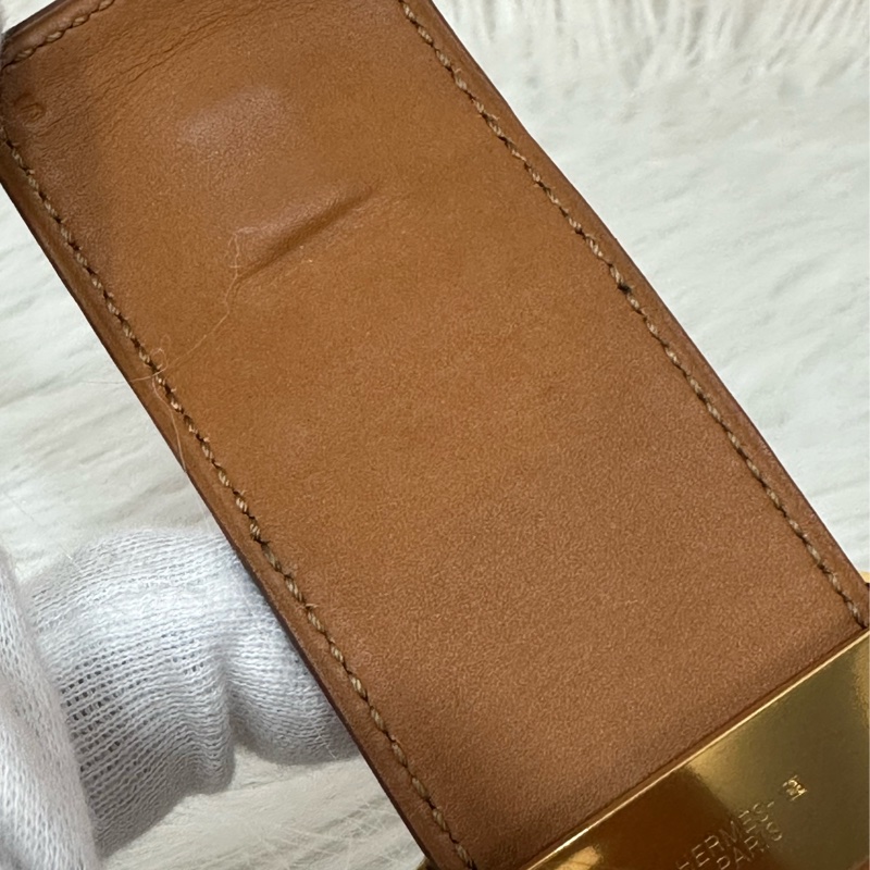 Hermes 橘紅皮金釦卯釘 CDC手環-25