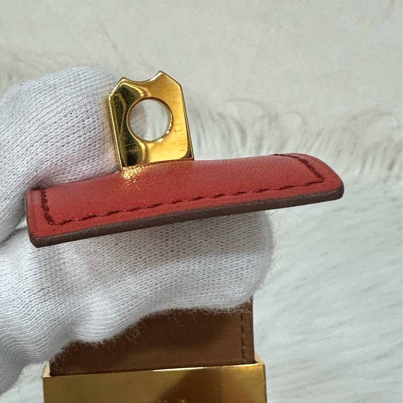 Hermes 橘紅皮金釦卯釘 CDC手環-26