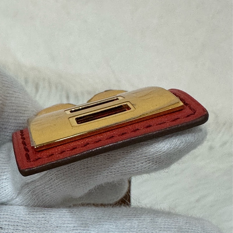 Hermes 橘紅皮金釦卯釘 CDC手環-27