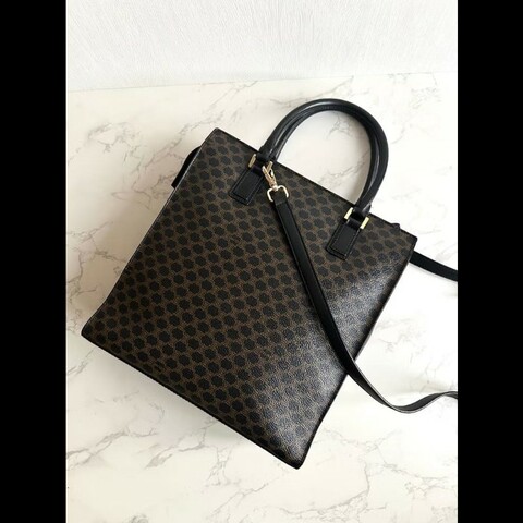 【LA LUNE】絕版中古包 Celine黑色老花托特包 單肩包 側背包 斜背包 二手包 復古包