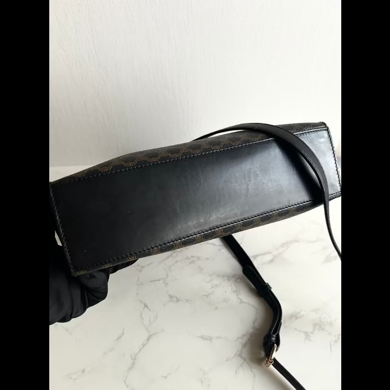 【LA LUNE】絕版中古包 Celine黑色老花托特包 單肩包 側背包 斜背包 二手包 復古包-4