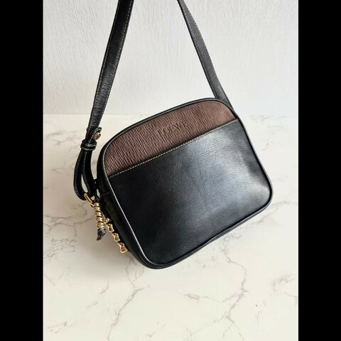 【LA LUNE】絕版中古包 Loewe蛇骨古董相機包 側背包 斜背包 皮革包 單肩包
