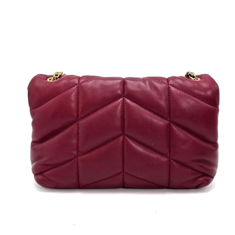 YSL 紅金PUFFERTOY 羊皮雲朵肩背斜背鏈條包21*13.5*8 9新 配件塵袋-3